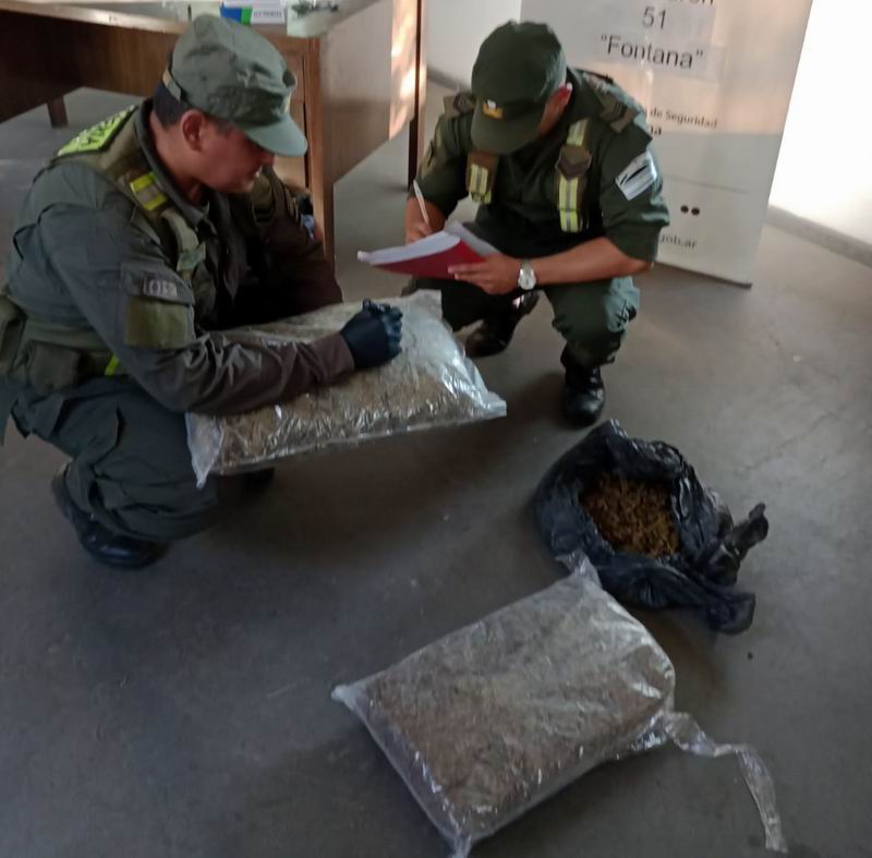 Gendarmería secuestró casi 6 kilos de marihuana en Basail