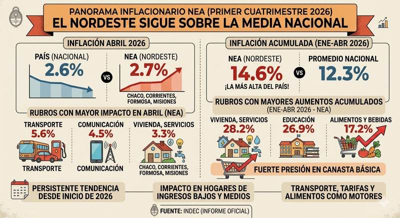 El costo de vida en el Nordeste sigue sobre la media nacional