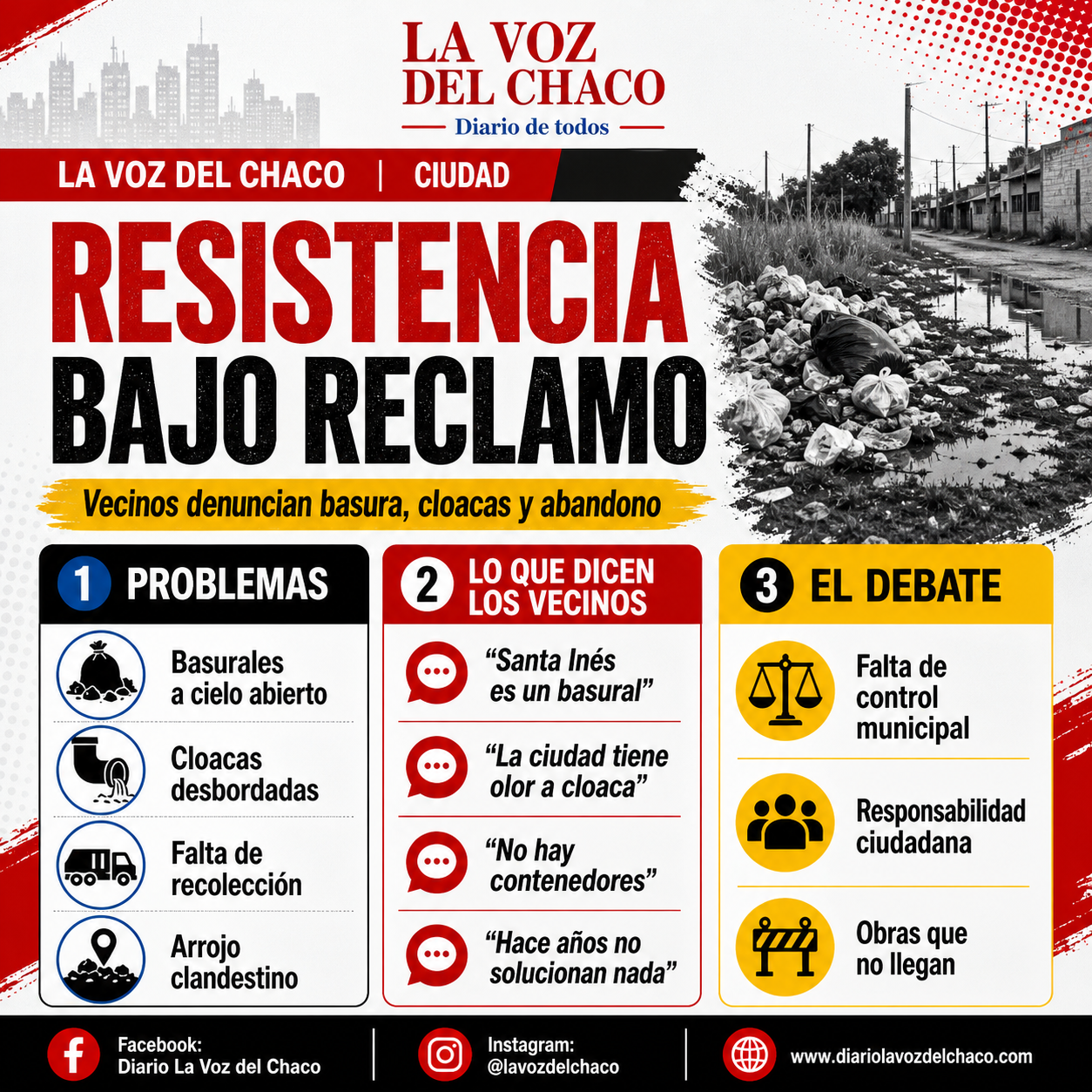 Resistencia en foco: crecen los reclamos vecinales por basura y cloacas