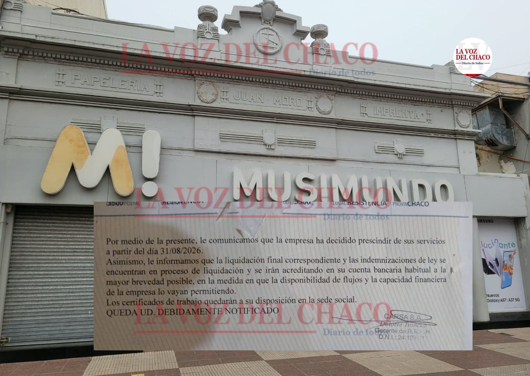 Musimundo cierra y envía telegramas sin fecha fija de pago de indemnizaciones